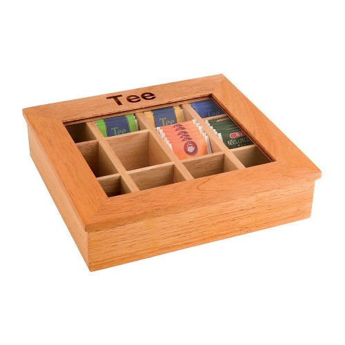 Κουτί ξύλινο, μπεζ για φακελάκια τσαγιού 31x28 cm | 9 cm